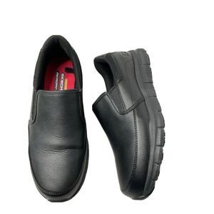 Skechers 77157 Nampa Groton Memory Foam SlipOn Resistant Black Work Shoes US7.5